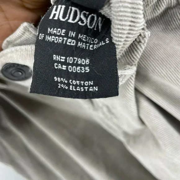 Hudson Pants Womens Sz 26 Taupe Gray Skinny Stretch Zip Mid Rise Pocket Corduroy - Picture 11 of 13